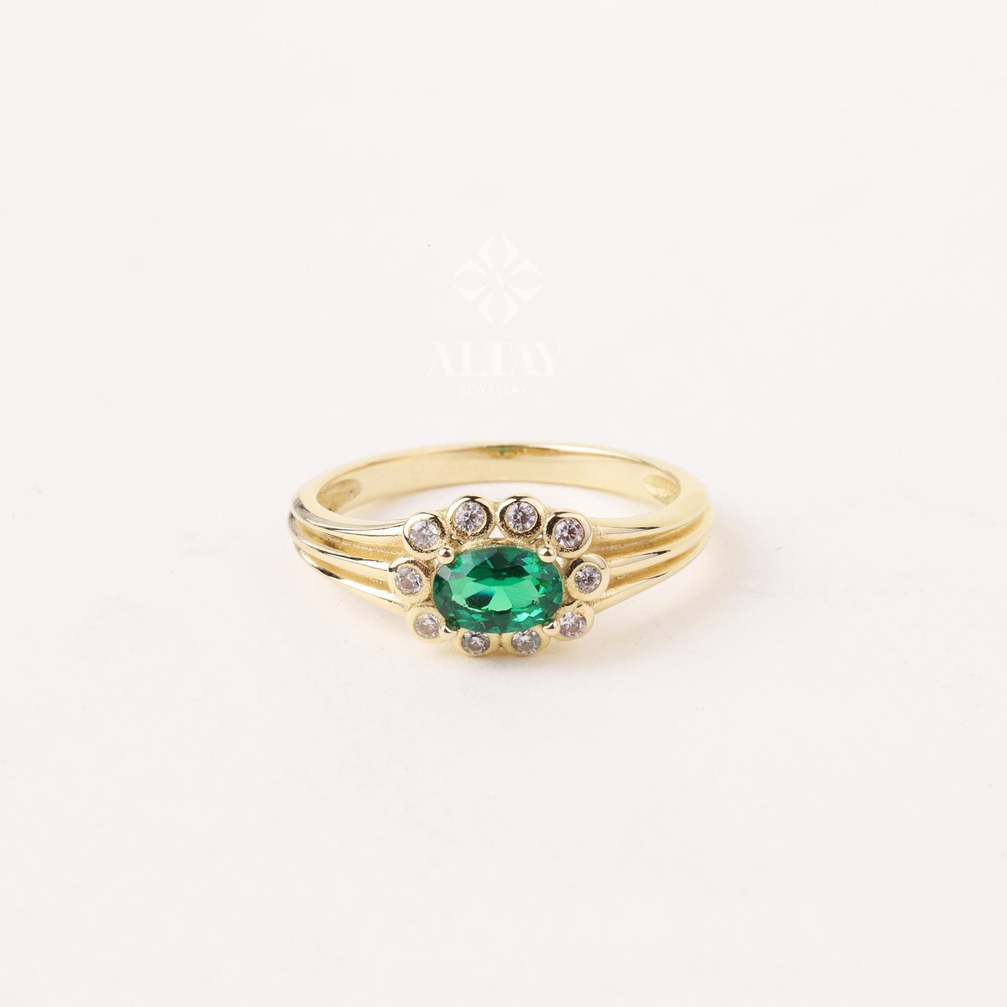 14K Gold Emerald Ring, Emerald Engagement Ring, Oval Cut Emerald Ring, Promise Ring, May Birthstone Solitaire Ring, Gift For Her