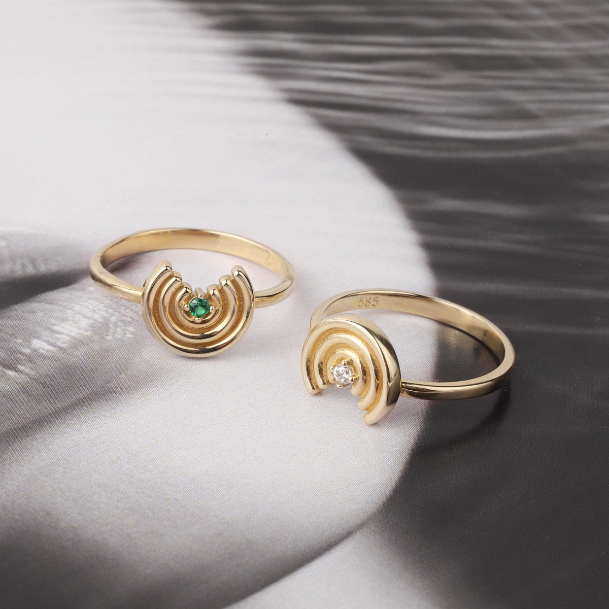 14K Gold Rainbow Ring, Dainty Rainbow Ring, Minimalist Gold Ring, Colorful Gemstone Ring, Everyday Real Gold Jewelry Gift for Her