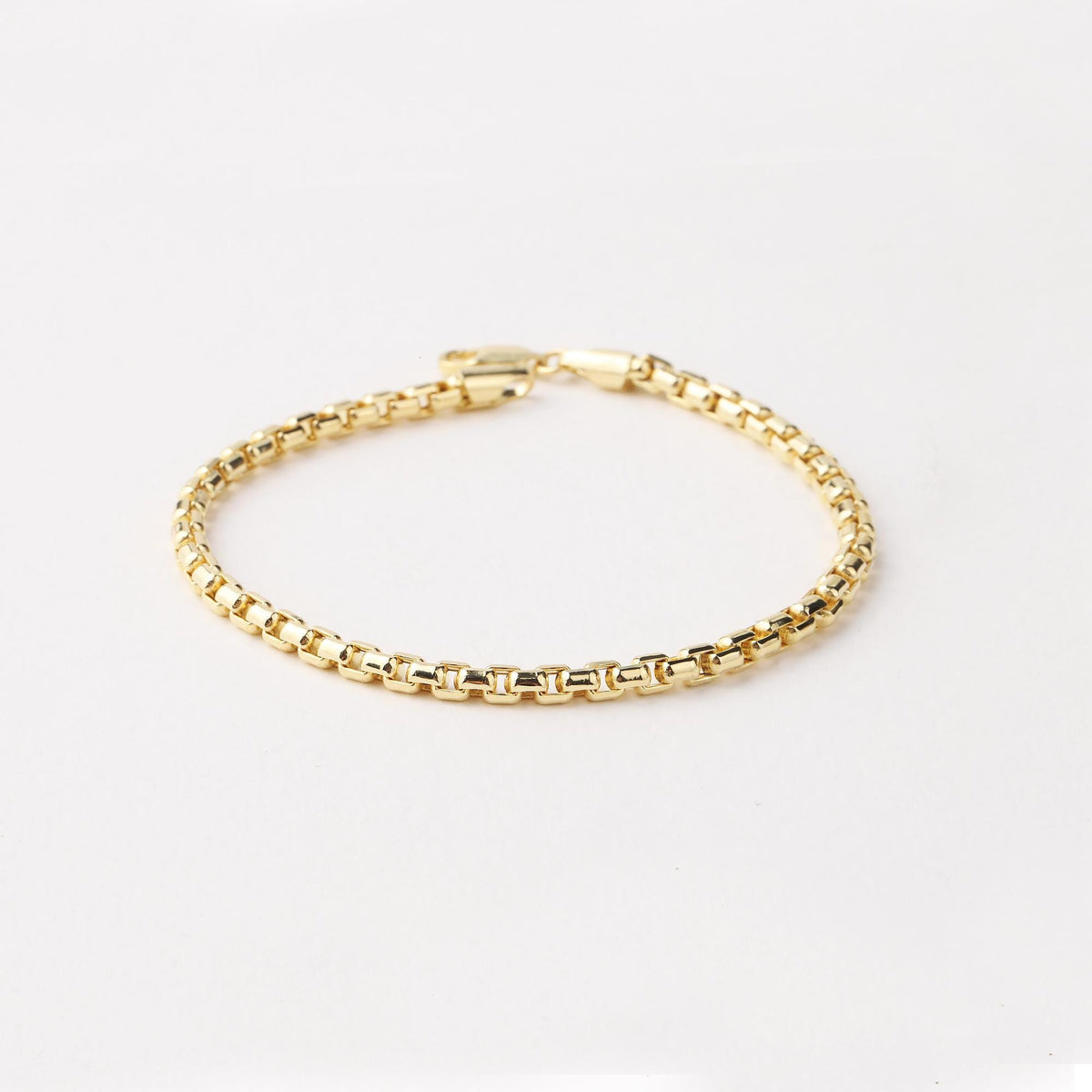 14K Gold 4mm Box Chain Bracelet, Unisex Gold Bracelet, Minimalist Gold Chain, Everyday Bracelet, Gift for Him or Her