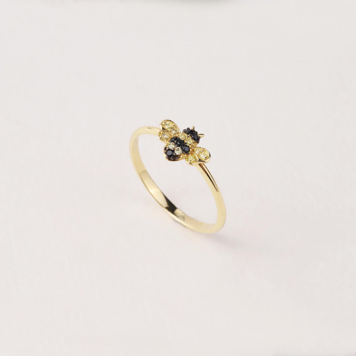 14K Gold Bee Ring, Minimal Honey Bee Gold Ring, Dainty Nature Inspired Ring, Everyday Real Gold Jewelry Gift for Her