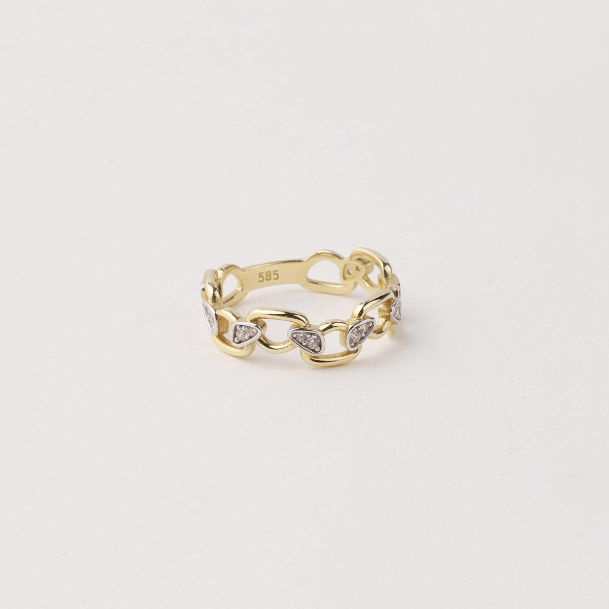 14K Gold Chain Ring, Chain Link Ring, Thick Chain Curb Ring, Bold Chain Ring, Solid Gold Stacking Ring, Layering Minimalist Chain Link