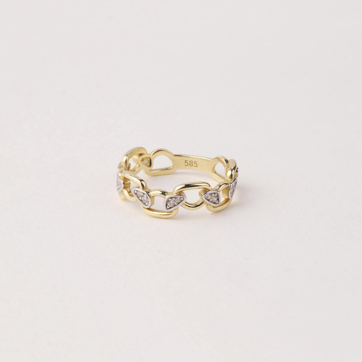 14K Gold Chain Ring, Chain Link Ring, Thick Chain Curb Ring, Bold Chain Ring, Solid Gold Stacking Ring, Layering Minimalist Chain Link