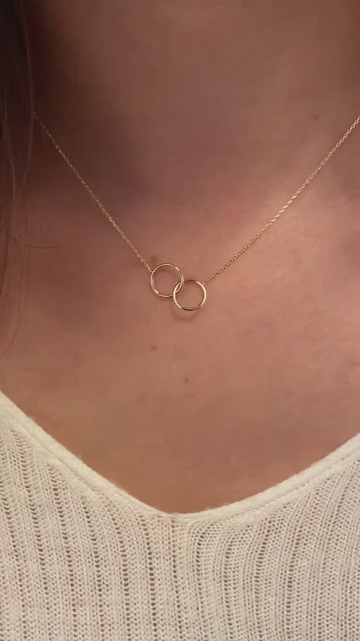 14K Gold Unity Link, Infinity Pendant Necklace