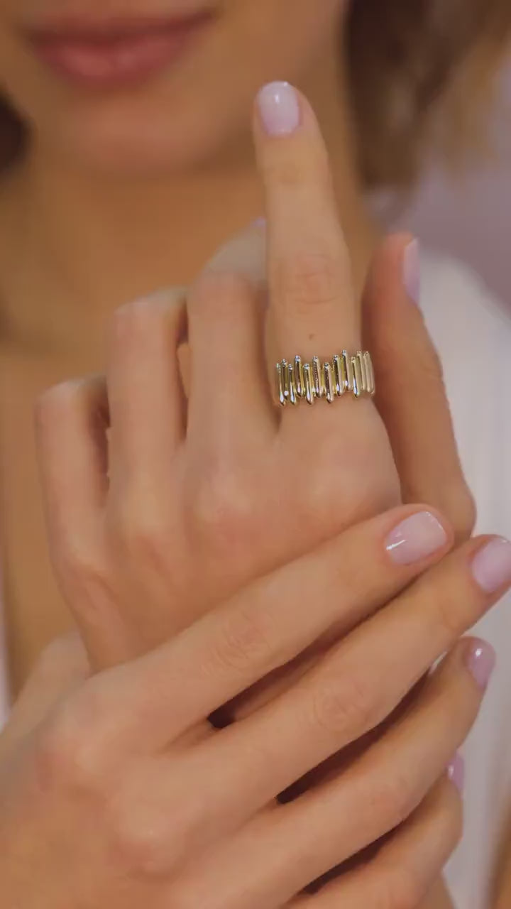 14K Gold Zigzag Ring, Tiny Gold Ring