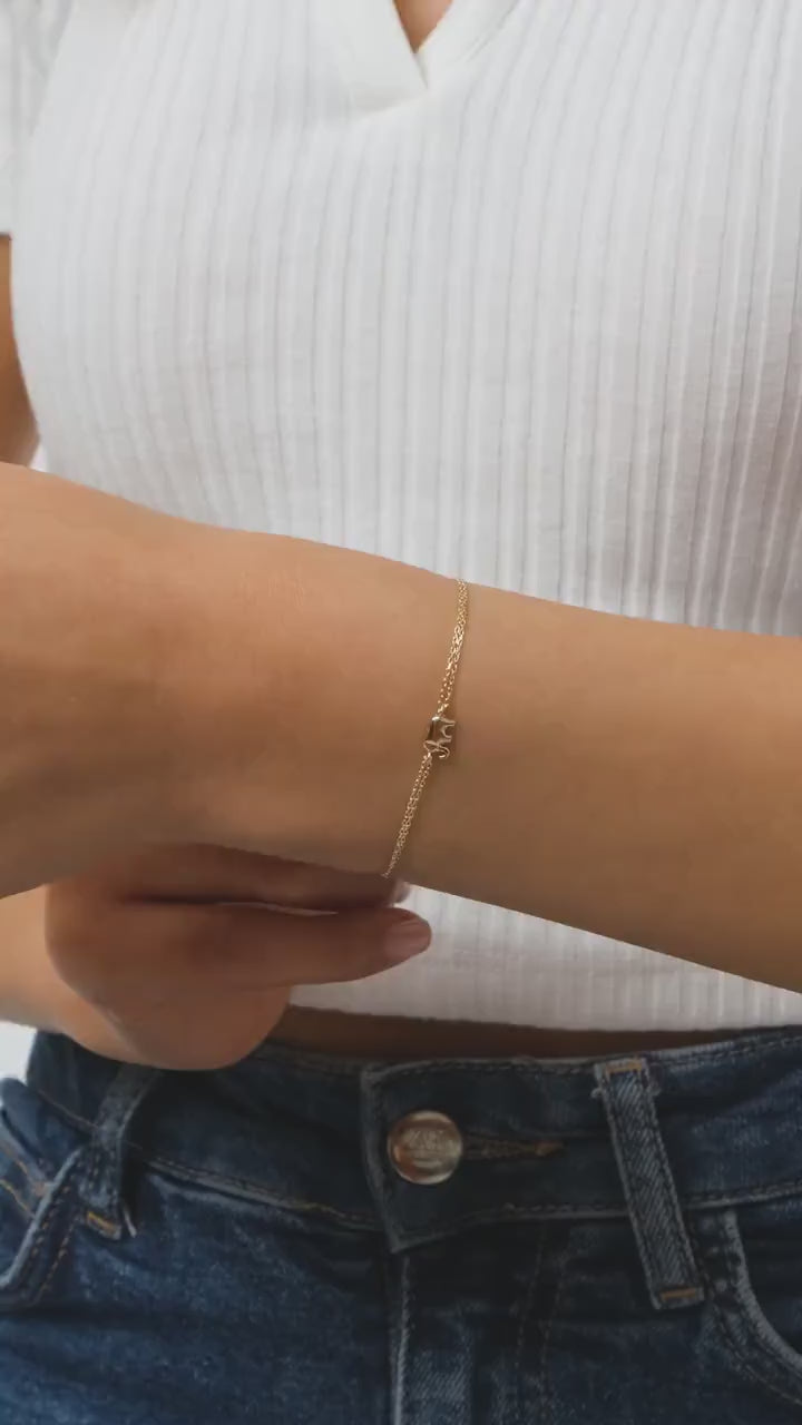 14K Gold Elephant Bracelet, Good Luck Charm Bracelet