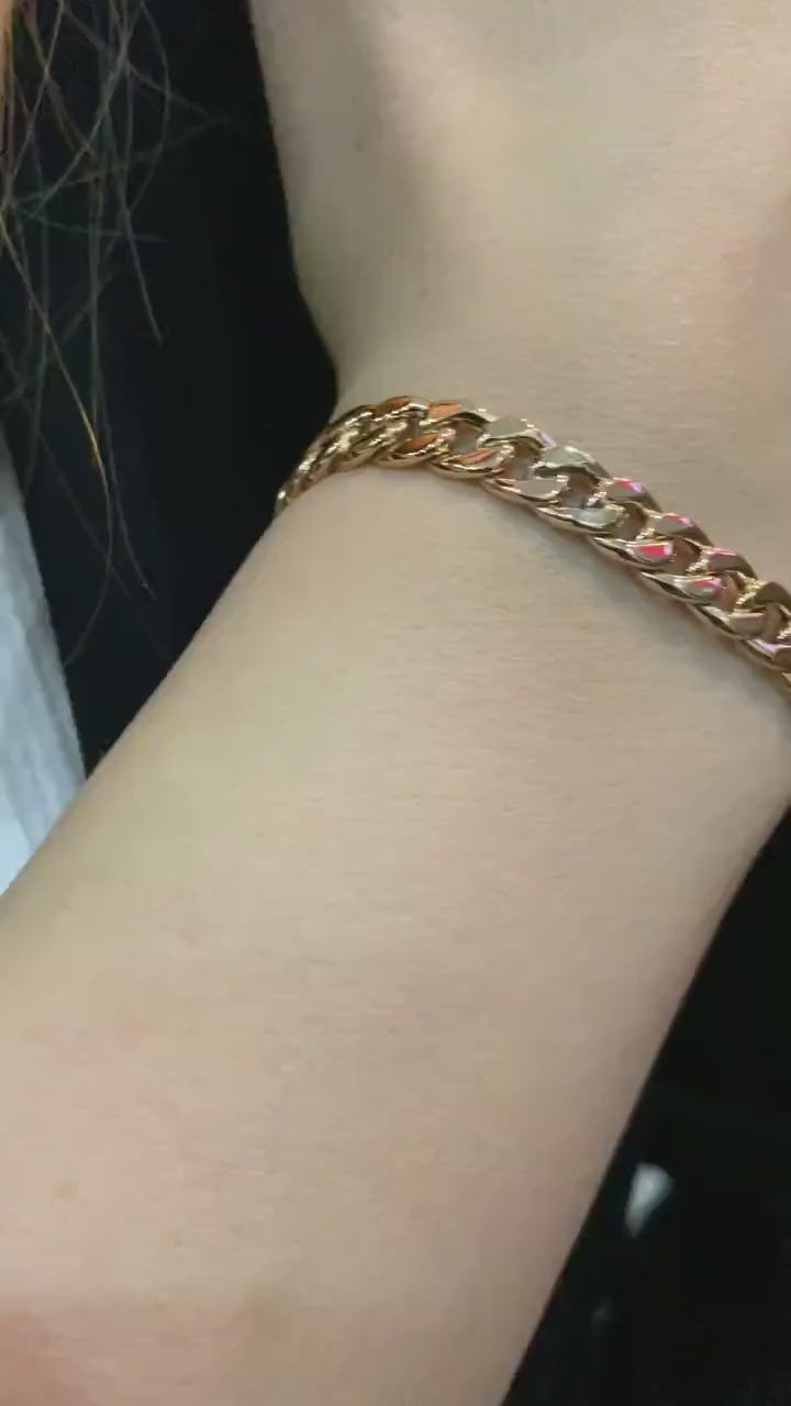 14K Gold 6MM Cuban Link Bracelet, Layering Chain