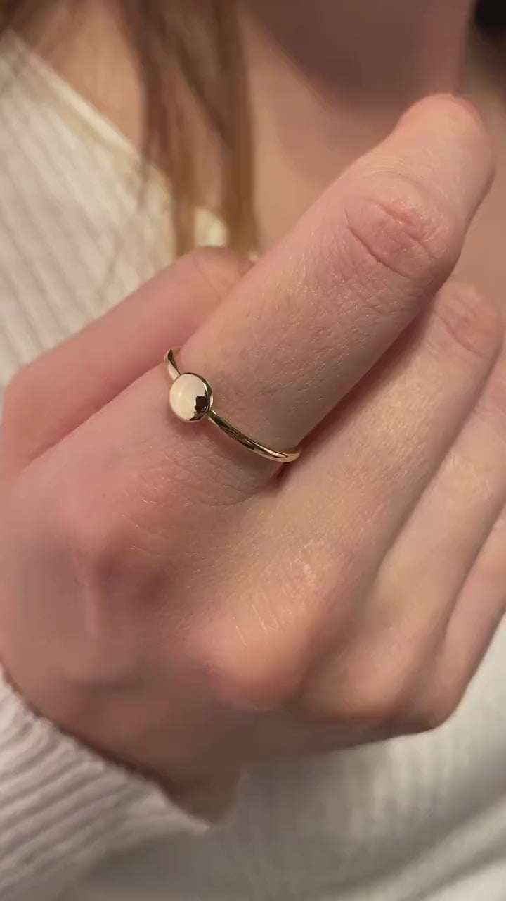 14K Initial Gold Ring, Personalized Bead Rings
