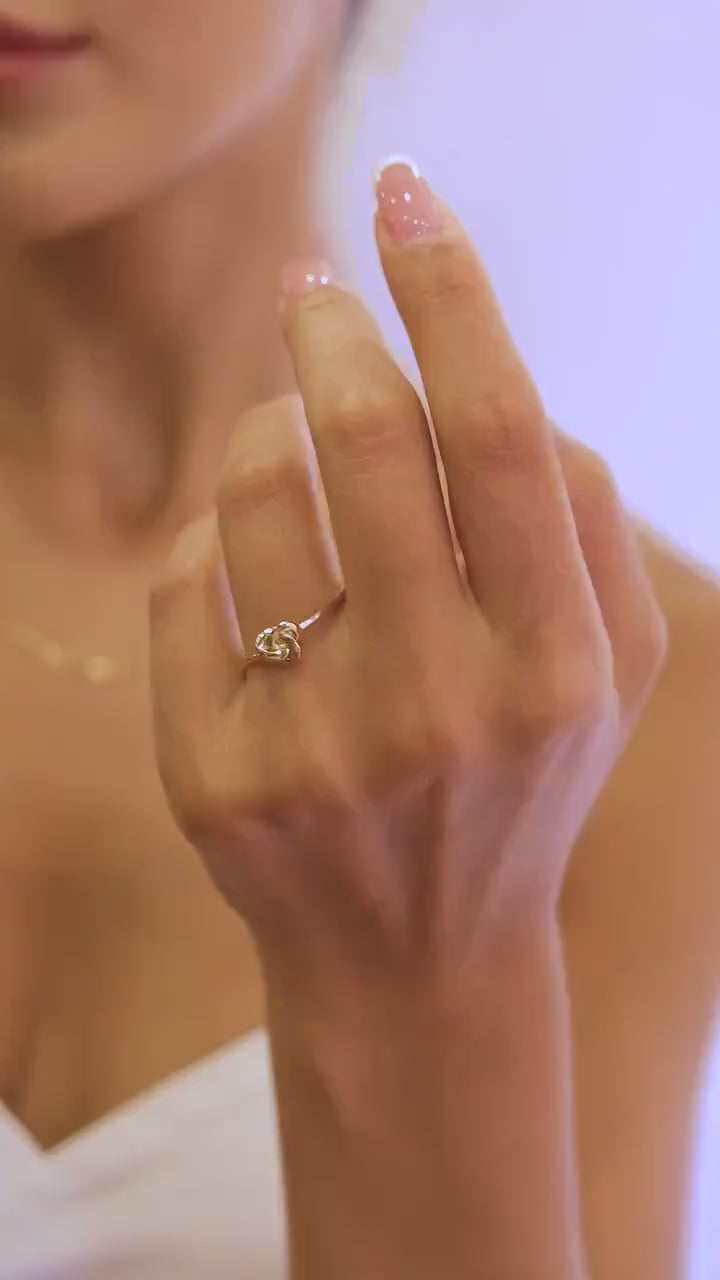 14K Gold Knot Ring, Dainty Love Knot Ring