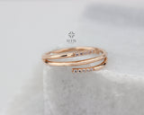 14K Solid Gold Ring, CZ Diamond Stacking Band