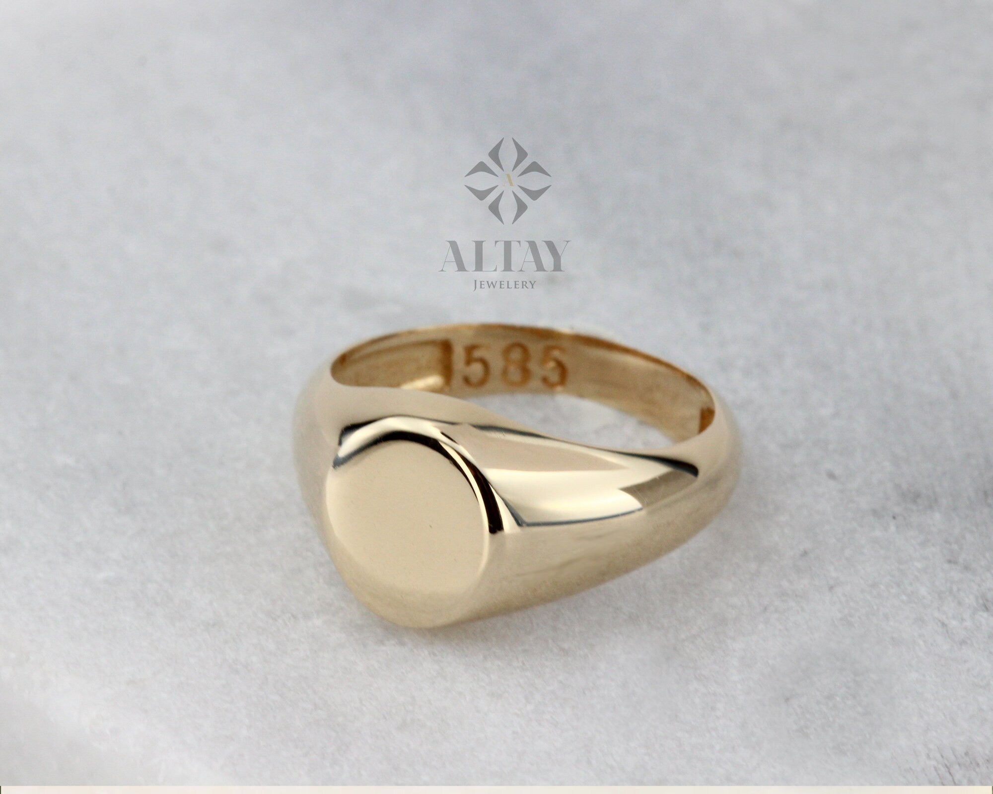 14K Gold Signet Ring, Engraved Signet Ring, Personalized Pinky Band, Minimalist Handmade Ring, Dainty Stackable Delicate Ring, Gift For Her