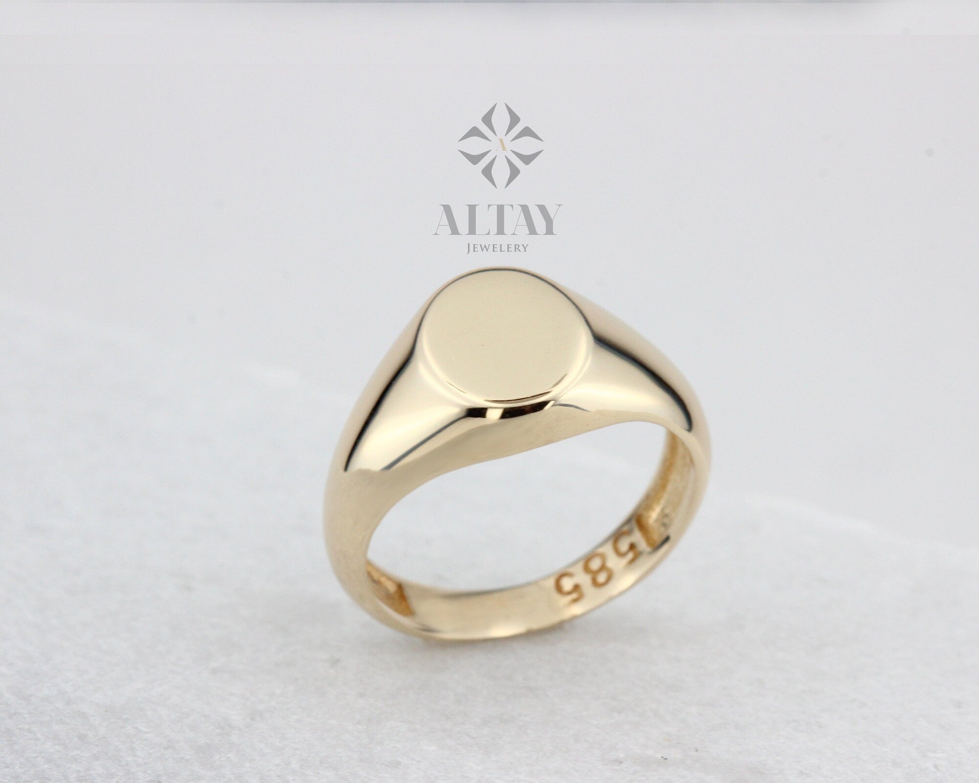 14K Gold Signet Ring, Engraved Signet Ring, Personalized Pinky Band, Minimalist Handmade Ring, Dainty Stackable Delicate Ring, Gift For Her