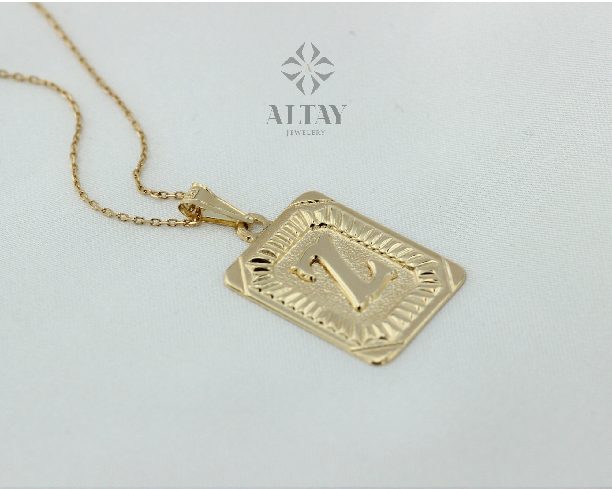 14K Solid Gold Initial Pendant