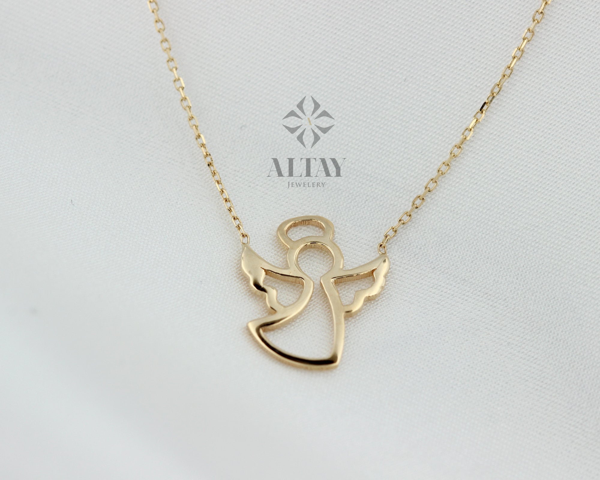 14K Gold Angel Necklace, Cherub Pendant, Guardian Angel, Positivity Symbol, Layering Chain, Good Luck Charm, Dainty Necklace,Gift For Her