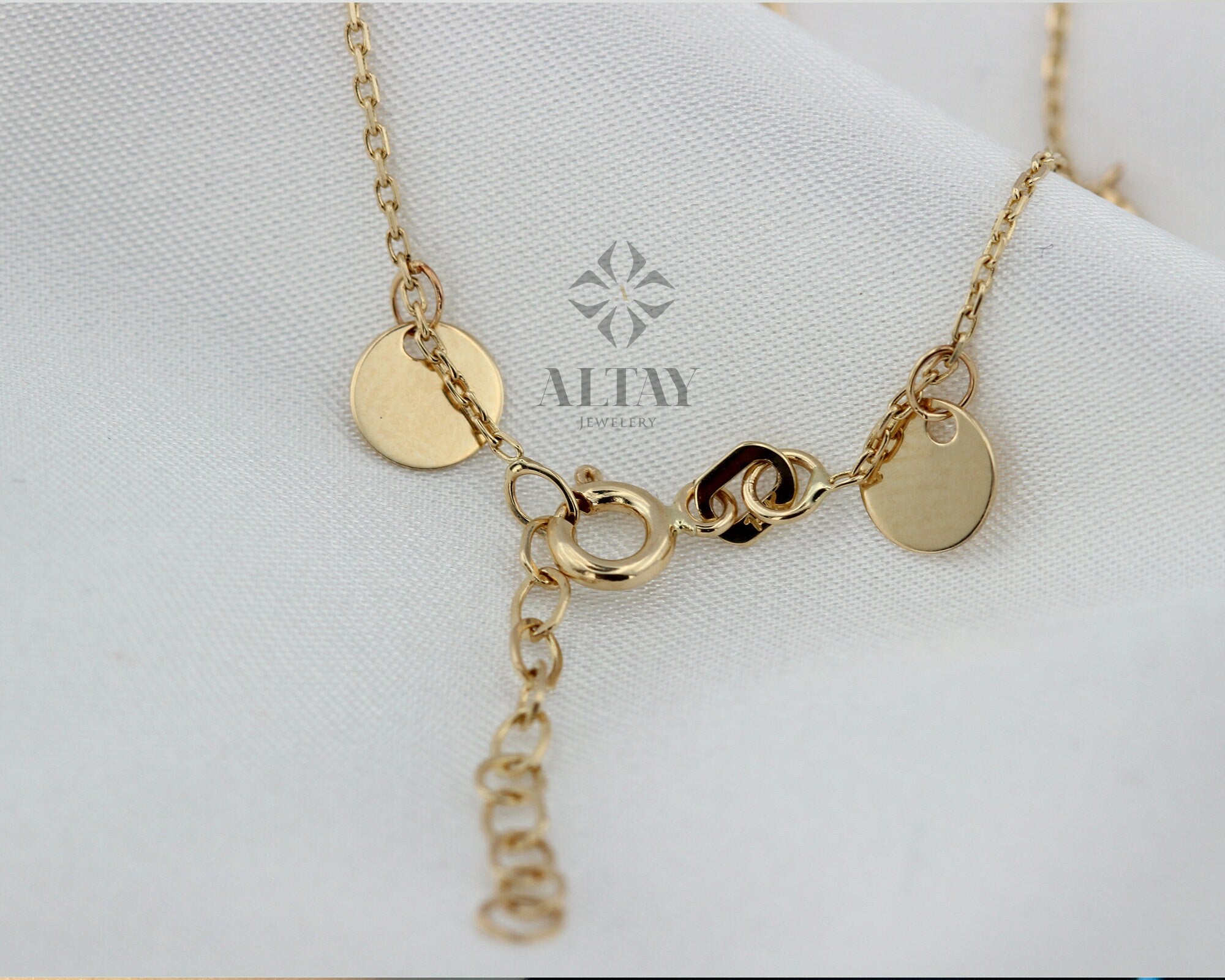 14K Solid Gold Initials Necklace, Multi Letter Dangle Coins Necklace, Custom Personalized Chain, Gift For Her, Minimalist Layering Chain