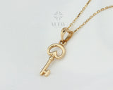 14K Vintage Key Necklace, Key Pendant
