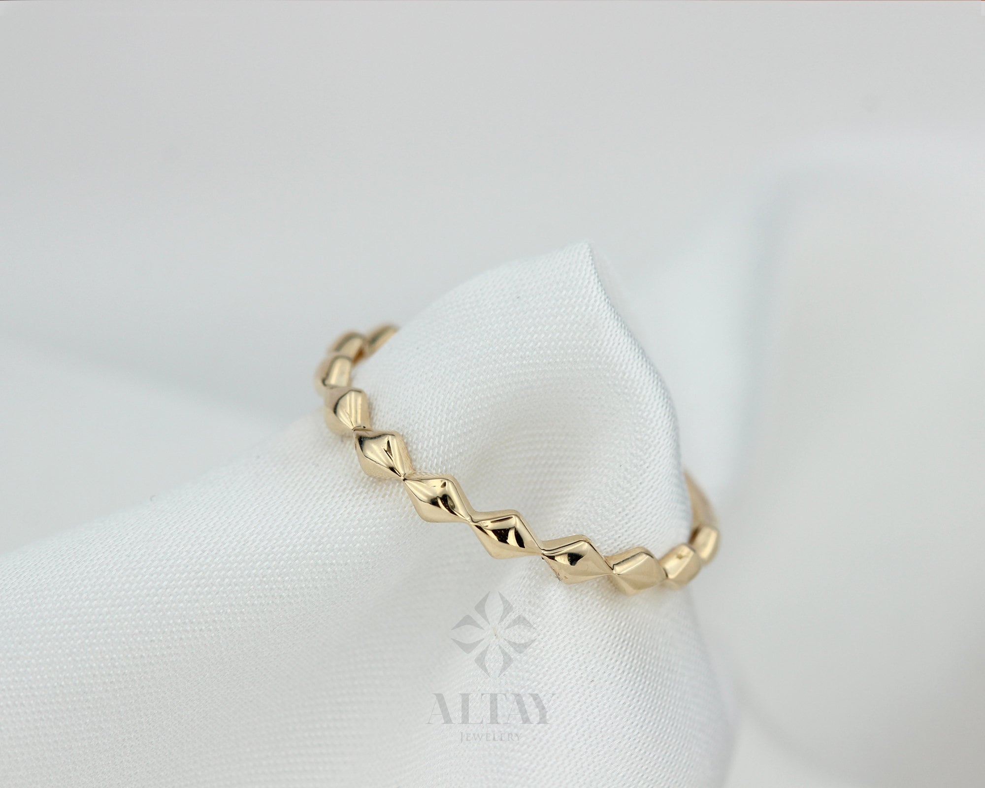 14K Gold Square Bead Ring, Eternity Mini Balls Ring, Minimalist Fine Jewelery, Stackable, Dainty, Delicate Ring, Gift For Her, Jewelry