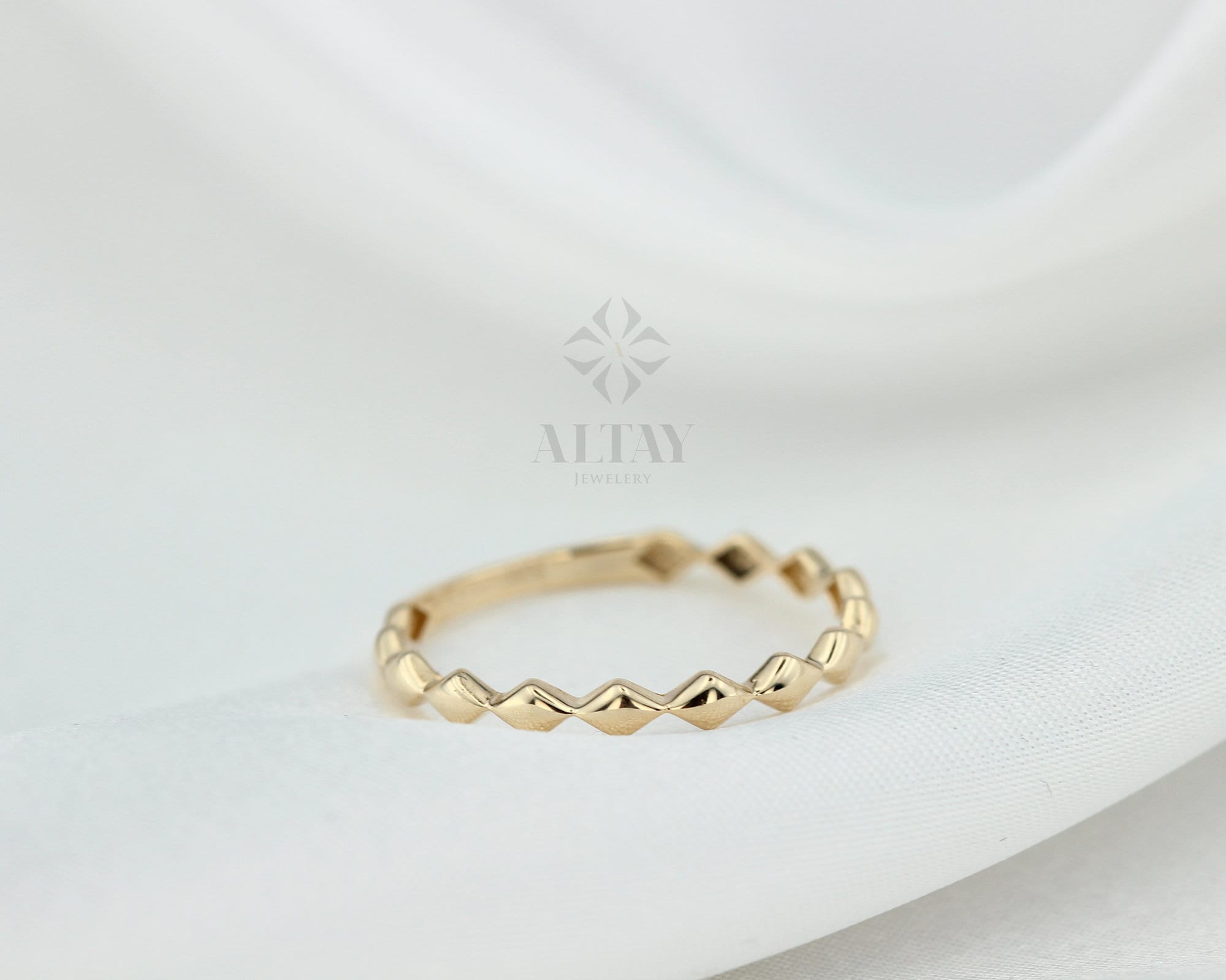 14K Gold Square Bead Ring, Eternity Mini Balls Ring, Minimalist Fine Jewelery, Stackable, Dainty, Delicate Ring, Gift For Her, Jewelry