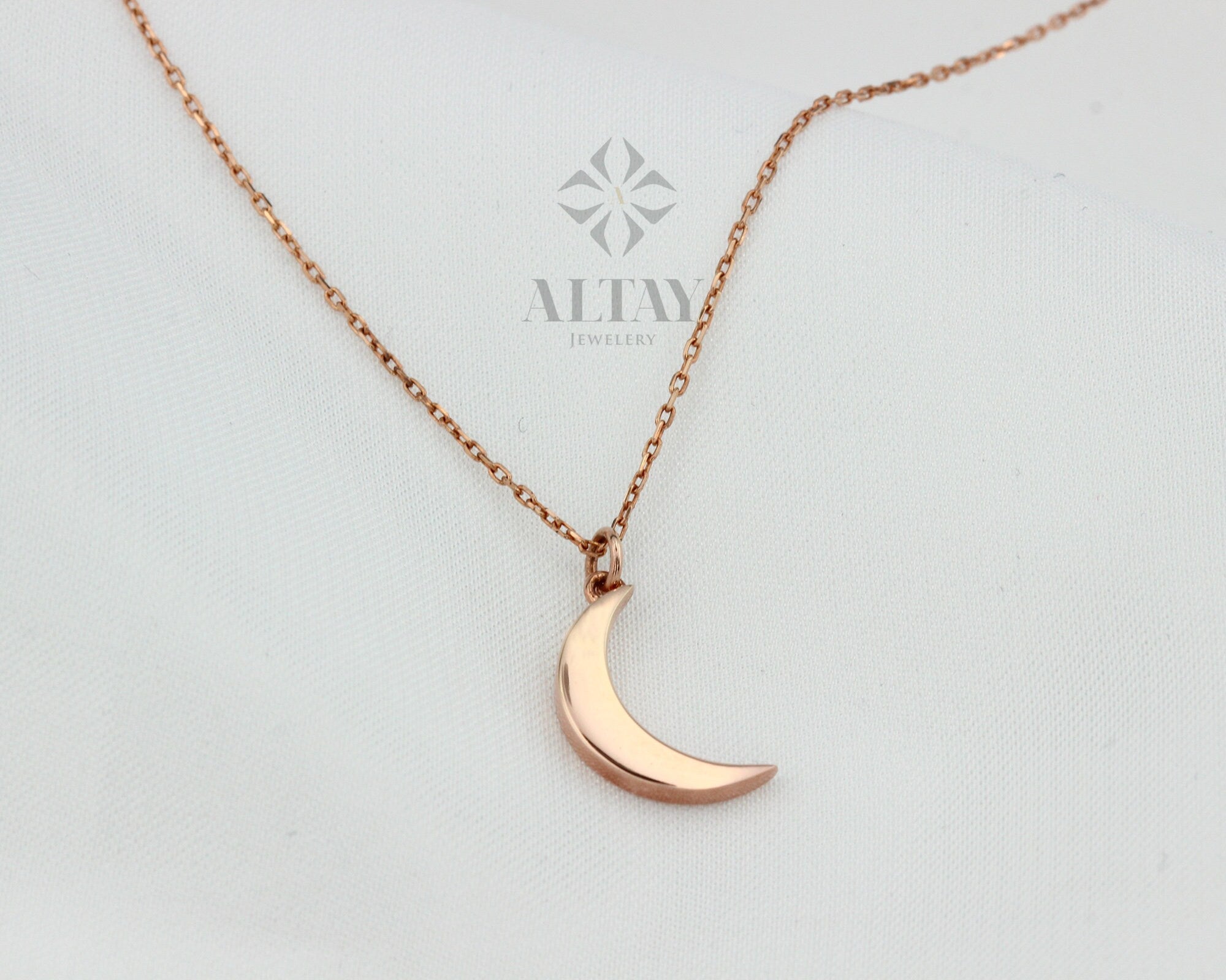 14K Gold Moon Necklace, Crescent Moon Pendant, Gold Moon Charm, Woman Celestial Charm Necklace, Minimalist Jewelry, Dainty Gift For Her