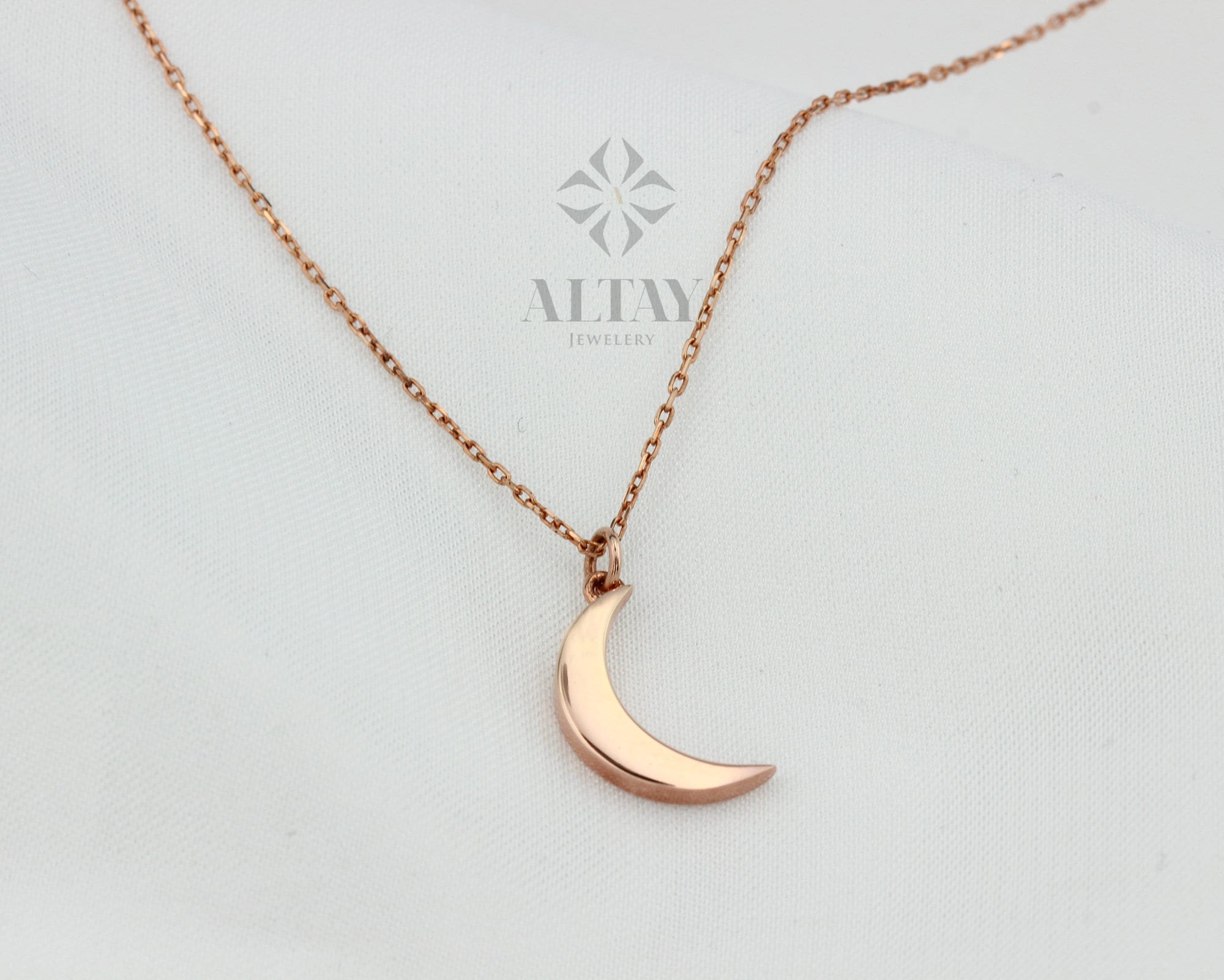 14K Gold Moon Necklace, Crescent Moon Pendant, Gold Moon Charm, Lunar Necklace, Moon Phase Necklace, Minimalist Celestial Necklace