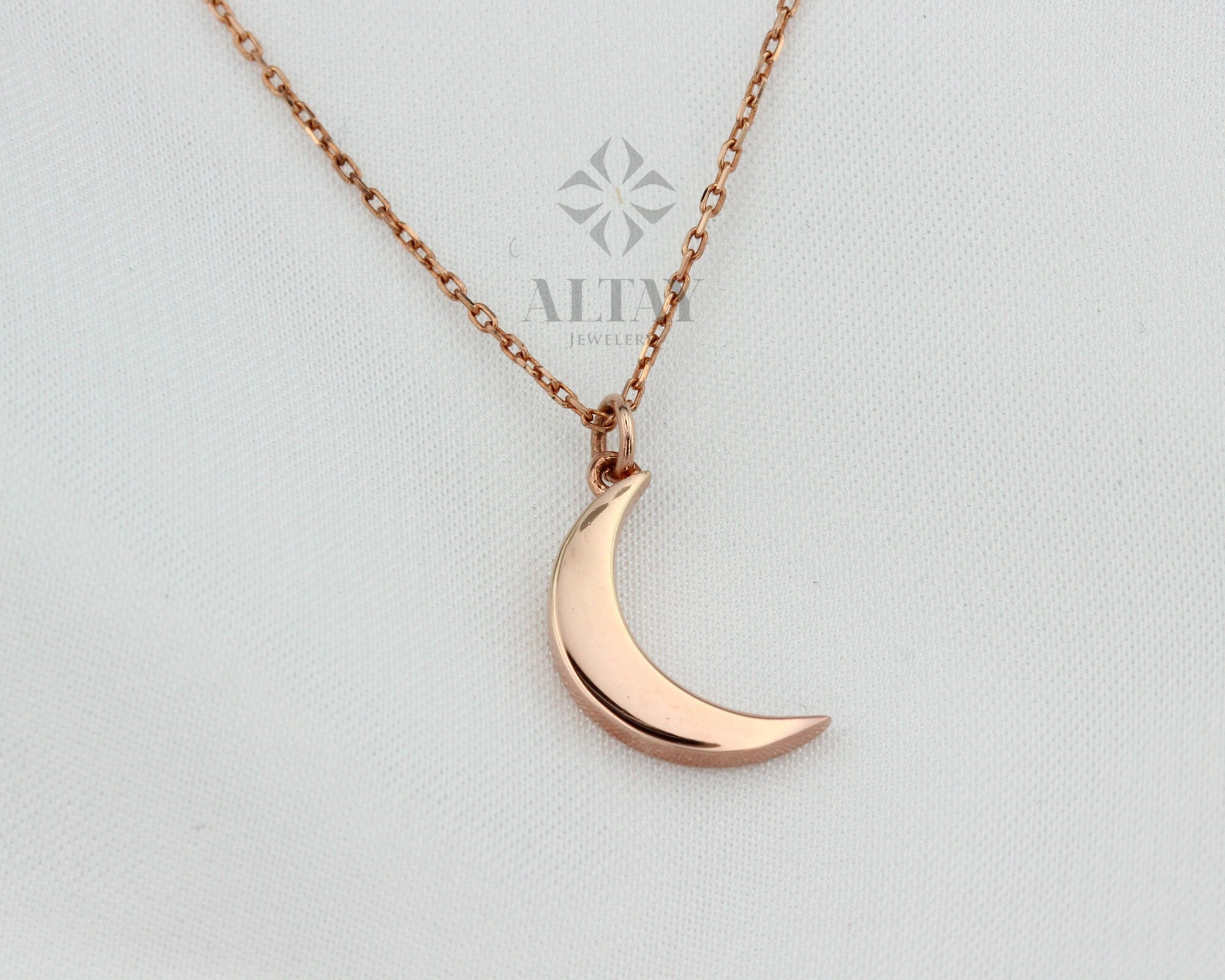 14K Gold Moon Necklace, Crescent Moon Pendant, Gold Moon Charm, Woman Celestial Charm Necklace, Minimalist Jewelry, Dainty Gift For Her