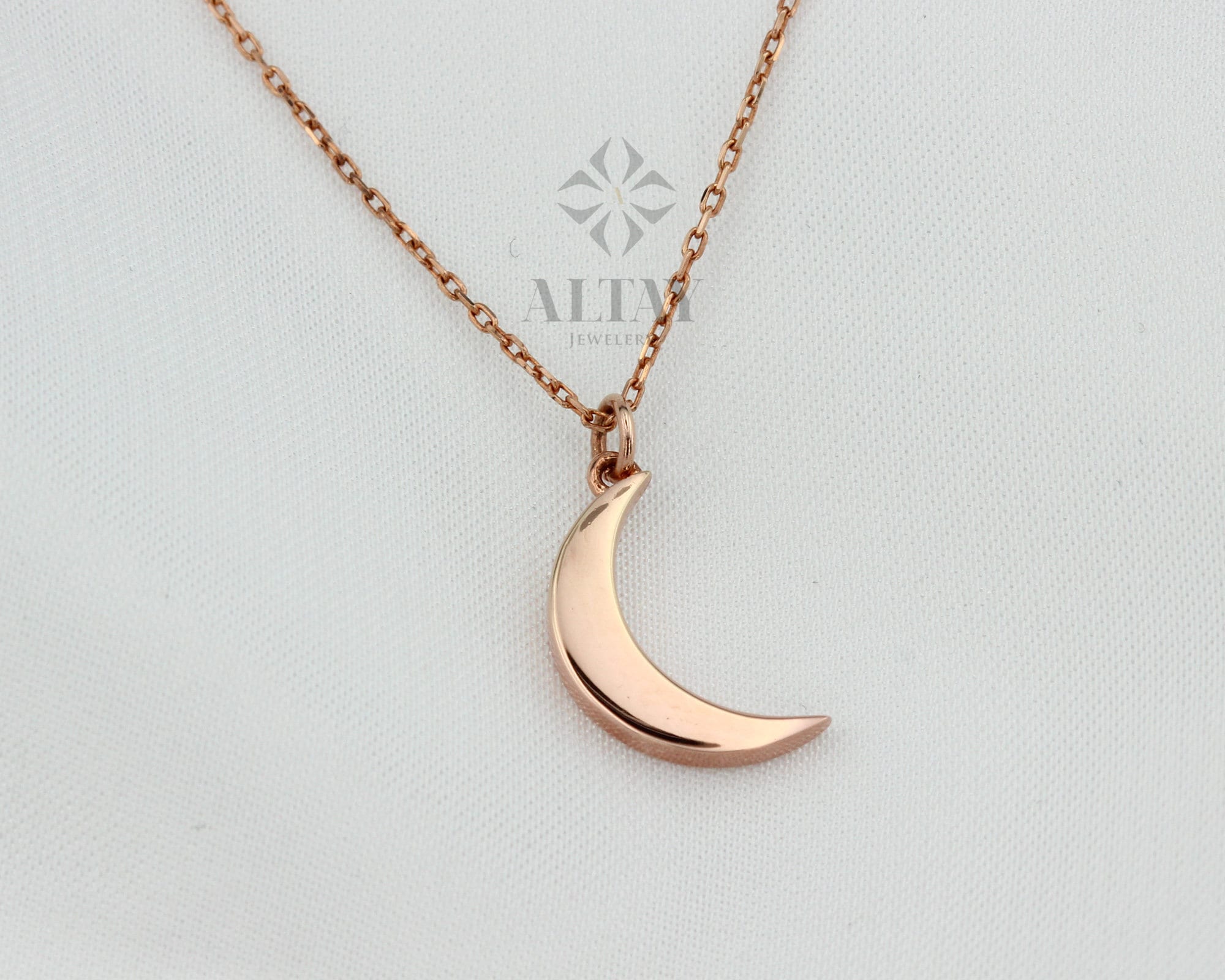 14K Gold Moon Necklace, Crescent Moon Pendant, Gold Moon Charm, Lunar Necklace, Moon Phase Necklace, Minimalist Celestial Necklace