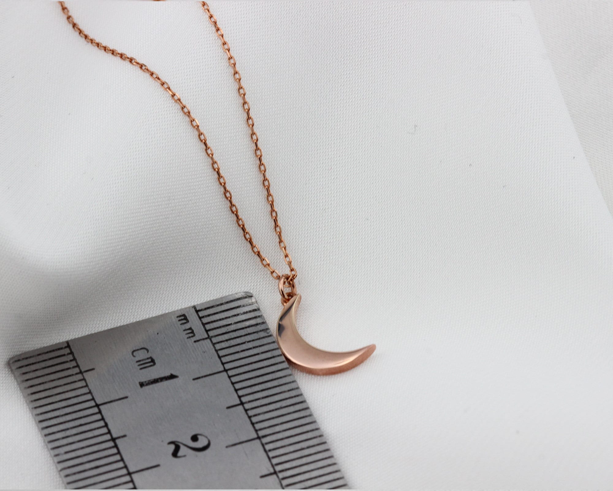 14K Gold Moon Necklace, Crescent Moon Pendant, Gold Moon Charm, Lunar Necklace, Moon Phase Necklace, Minimalist Celestial Necklace