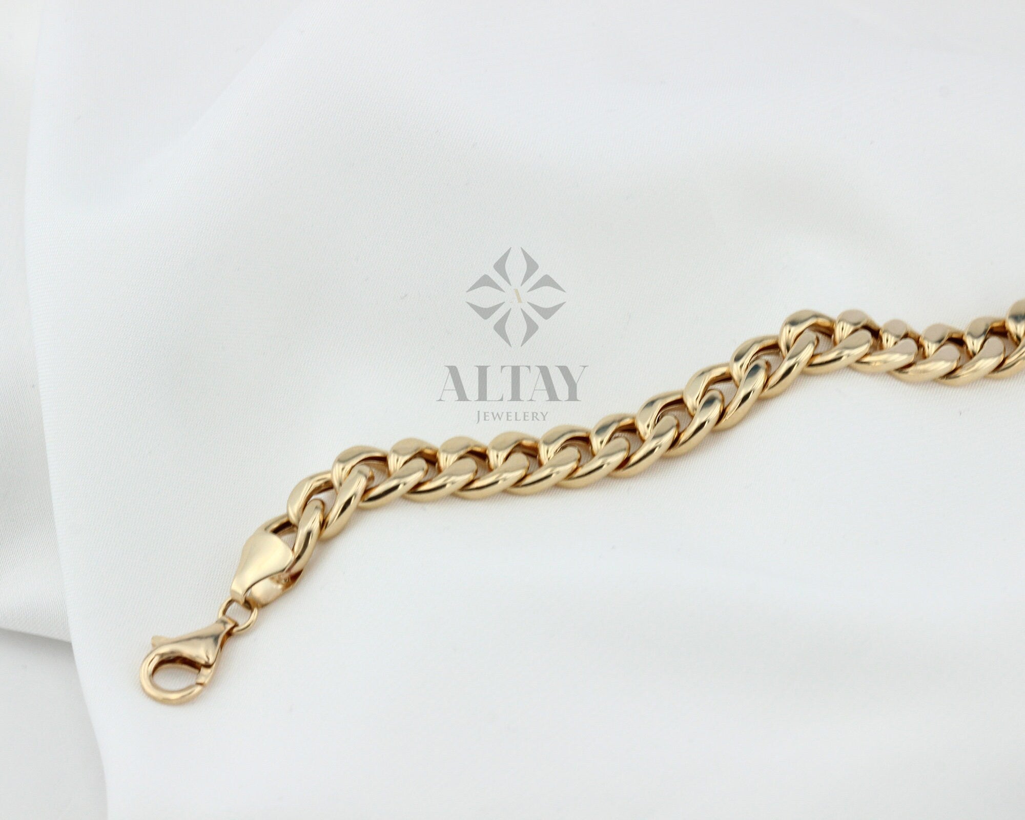 14K Gold 8MM Cuban Link Bracelet, Layering Chain, Chunky Retro Chain, Bold Link, Gift For Her, Stacking Bracelet, Unisex Bracelet