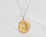 14K Gold Initial Necklace, Gold Letter Necklace