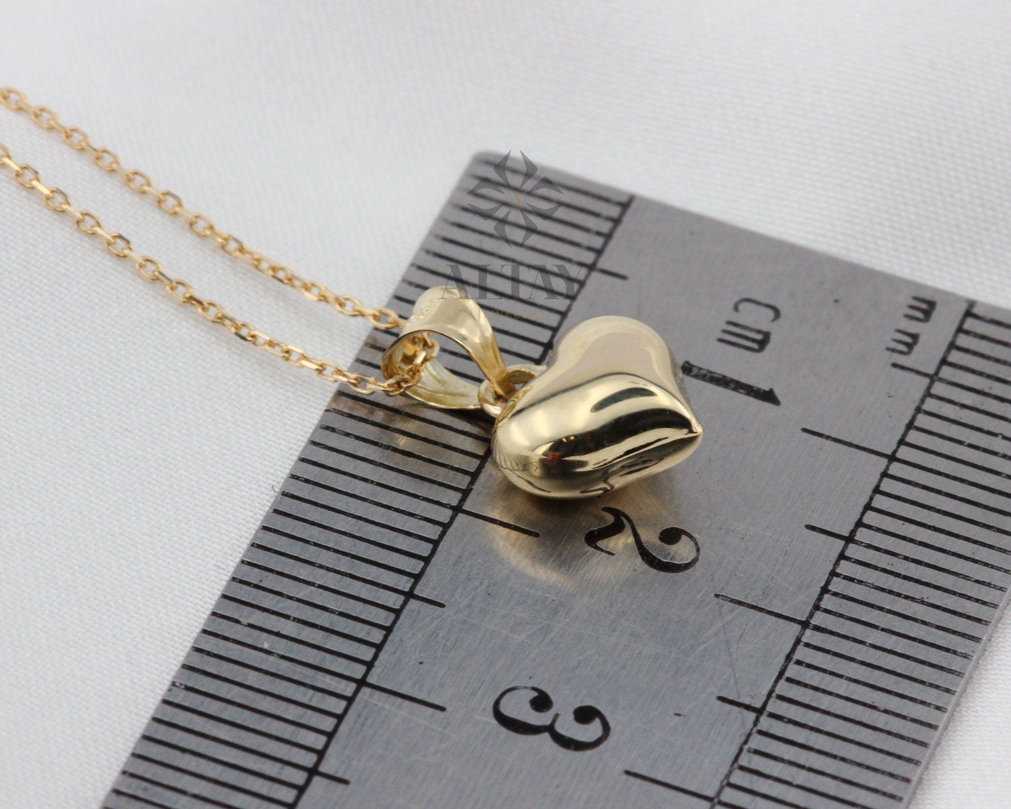 14K Gold Heart Necklace, Small Heart Pendant, Mini 3D Heart Charm Pendant, Puffy Heart Gold Charm, Love Pendant Necklace, Gift for Her