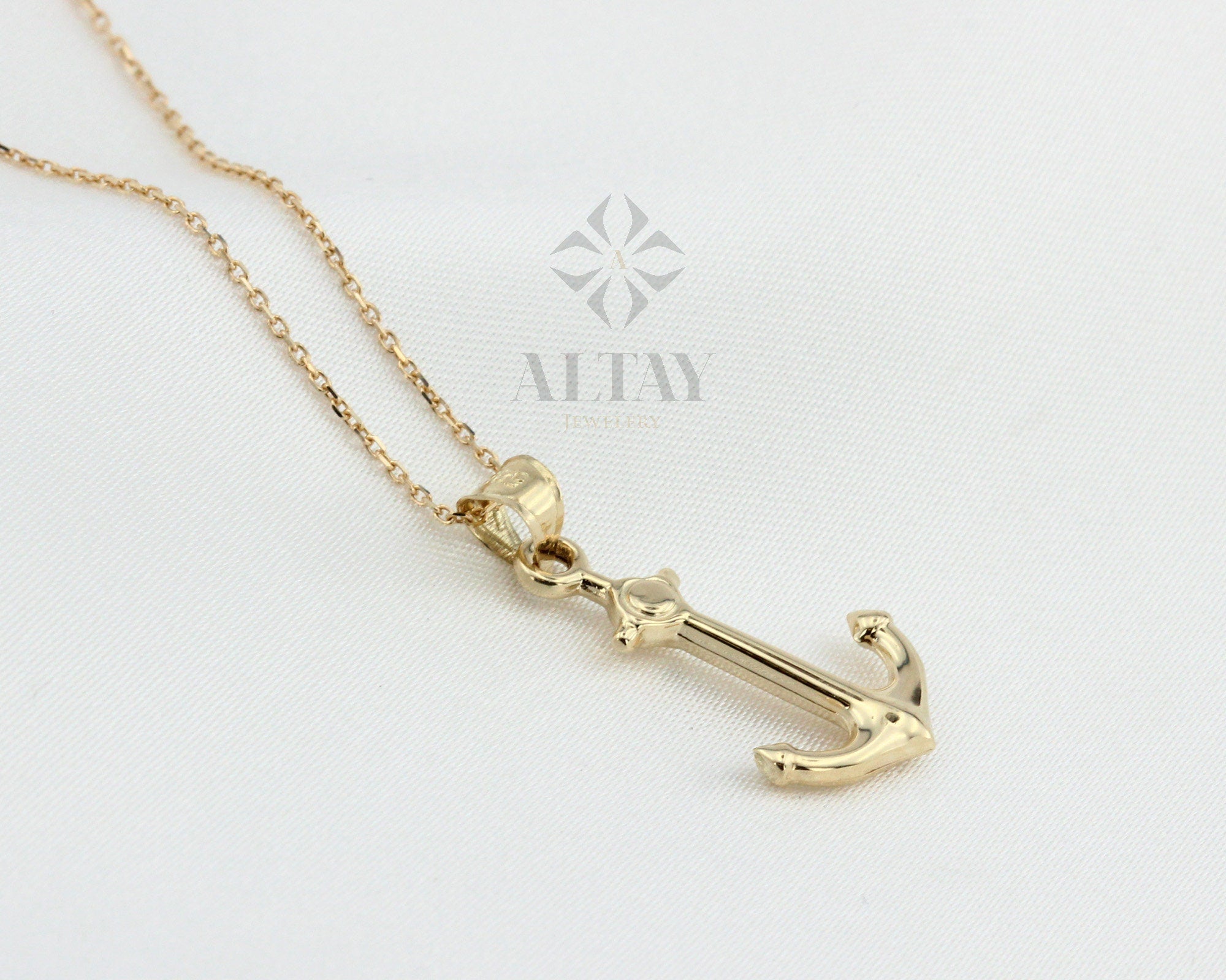 14K Gold Anchor Necklace, Tiny Gold Anchor Pendant, Anchor Choker Gold, Ship Anchor Charm, Women's Pendant, Birthday Gift For Her