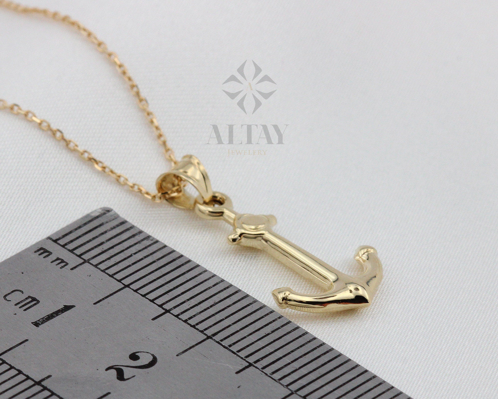 14K Gold Anchor Necklace, Tiny Gold Anchor Pendant, Anchor Choker Gold, Ship Anchor Charm, Women's Pendant, Birthday Gift For Her