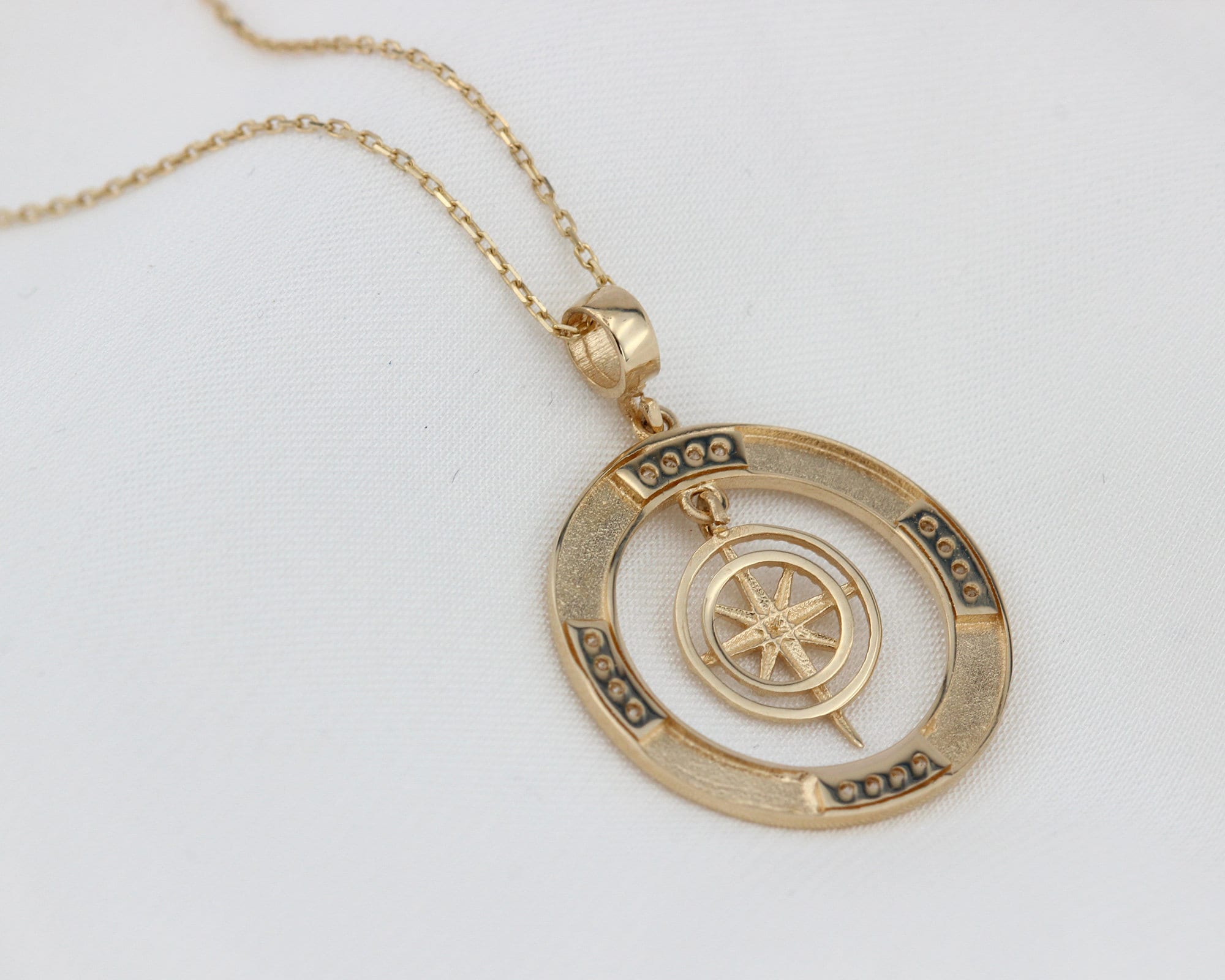 14K Gold Compass Necklace, Zirconia Stones Compass Jewelry, Cz Diamonds Necklace, Compass Charm, Personalized Compass, Custom Pendant