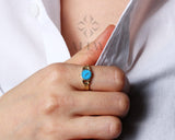 14K Gold Watch Ring, Round Clock Ring