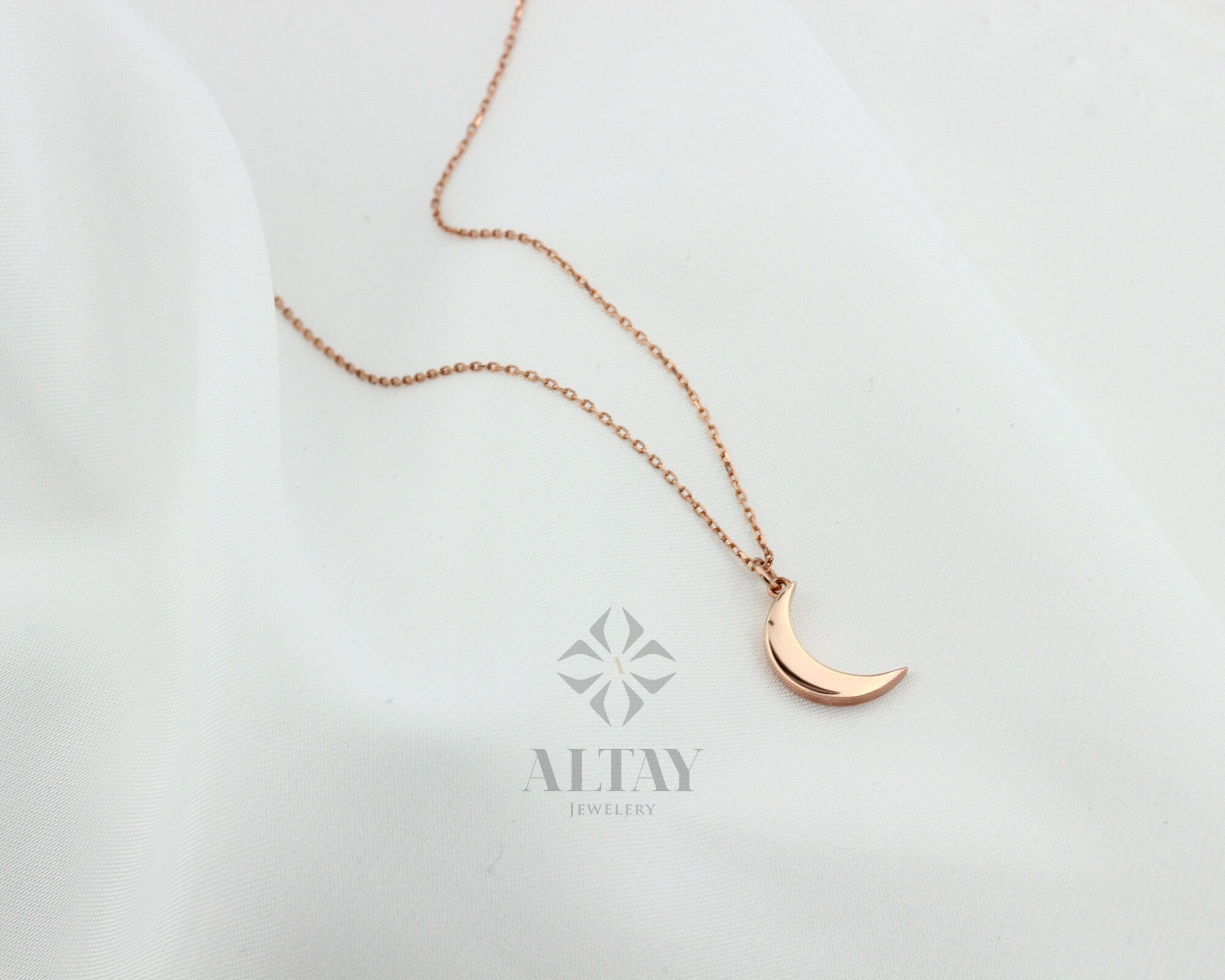 14K Gold Moon Necklace, Crescent Moon Pendant, Gold Moon Charm, Woman Celestial Charm Necklace, Minimalist Jewelry, Dainty Gift For Her