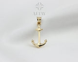 14K Gold Anchor Pendant Necklace, Small Anchor Charm Pendant