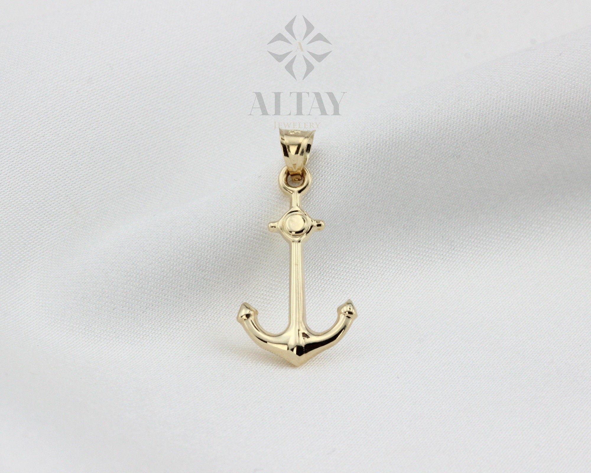 14K Gold Anchor Necklace, Tiny Gold Anchor Pendant, Anchor Choker Gold, Ship Anchor Charm, Women's Pendant, Birthday Gift For Her