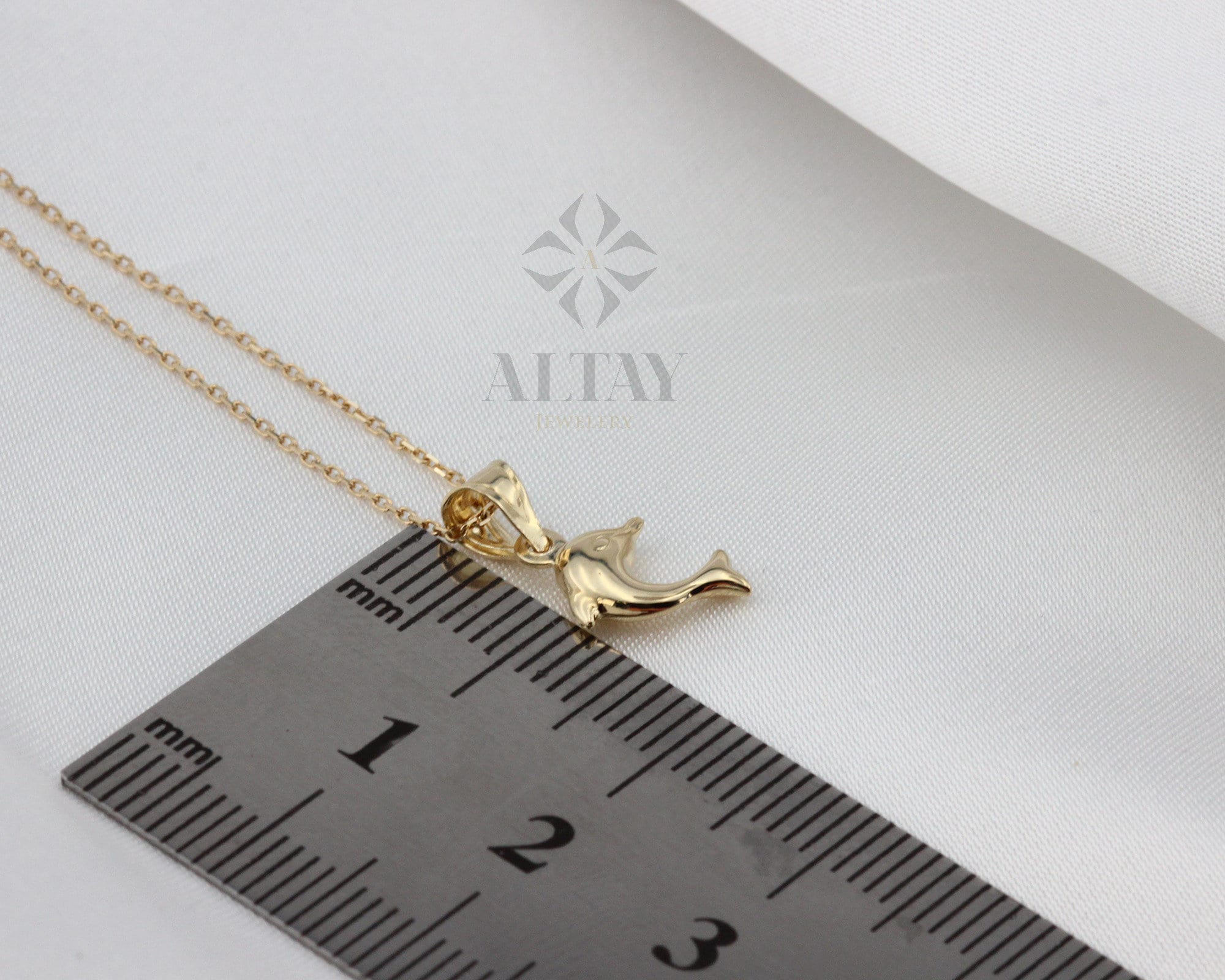 14K Gold Dolphin Necklace, Dolphin Pendant, Dolphin Fish Charm, Ocean Choker Charm, Valentine's Day Gift, Animal Jewelry, Gift for Her