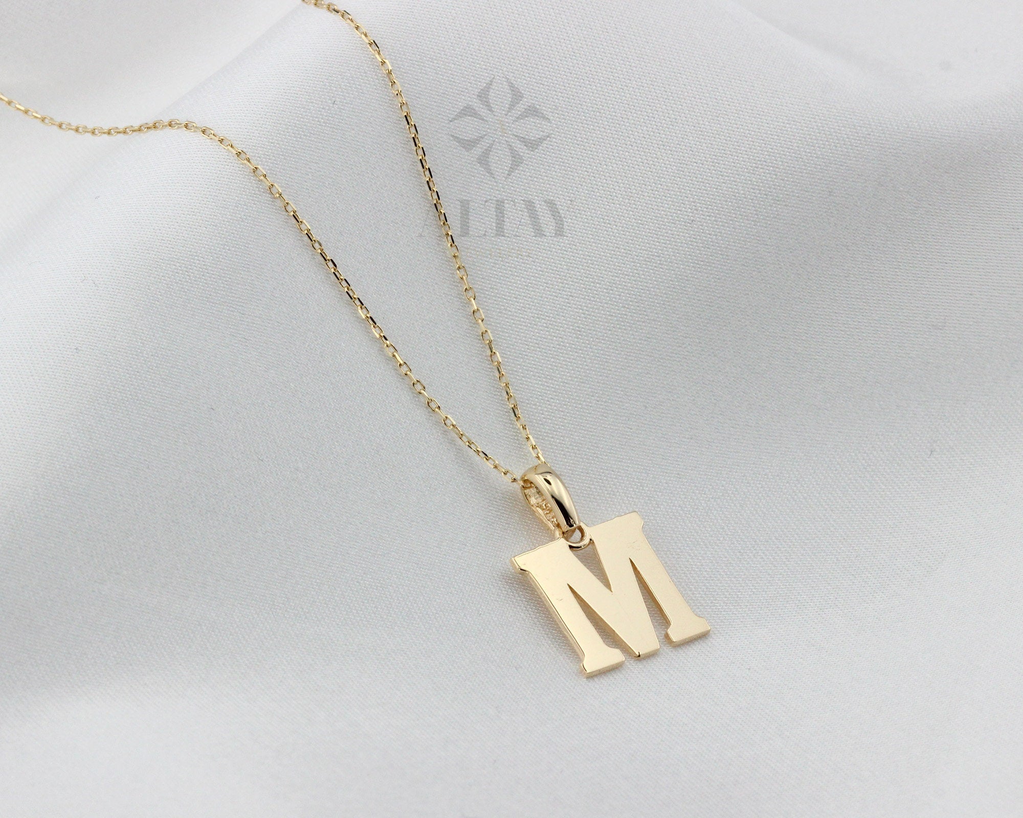 14K Gold Initial Necklace, Dainty Initial Pendant, Letter Pendant Choker, Personalized Single Letter, Personalized Jewelry, Wife Gifts