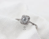 14K Gold Baguette Diamond Ring, Brilliant Diamond Engagement Ring