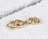 14K Solid Gold Earrings, Thick Huggies Classic Lightweight Hoops