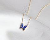 14K Solid Gold Butterfly Necklace, Good Luck Charm Necklace