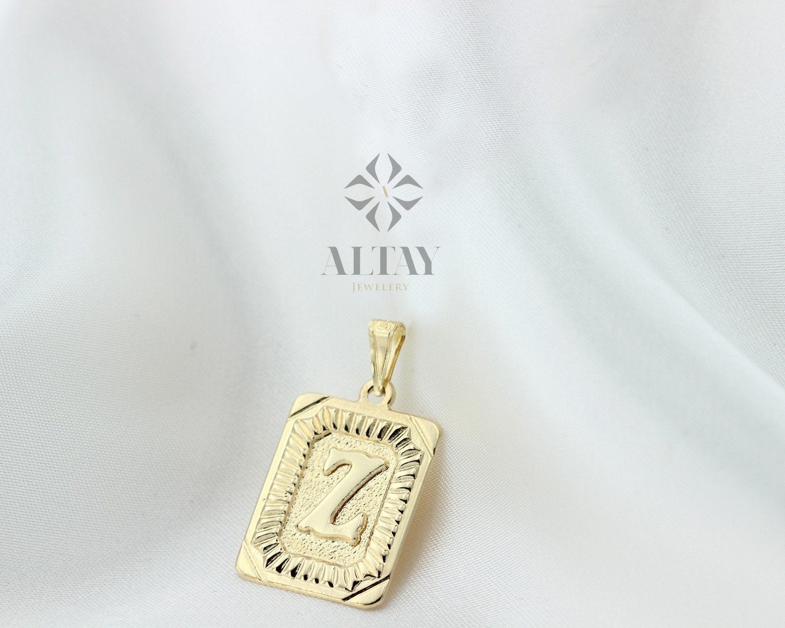 14K Solid Gold Initial Pendant