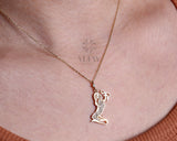 14K Gold Mother and Child Necklace, Family Pendant