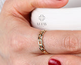 14K Gold Chain Ring, Cuban Link Ring