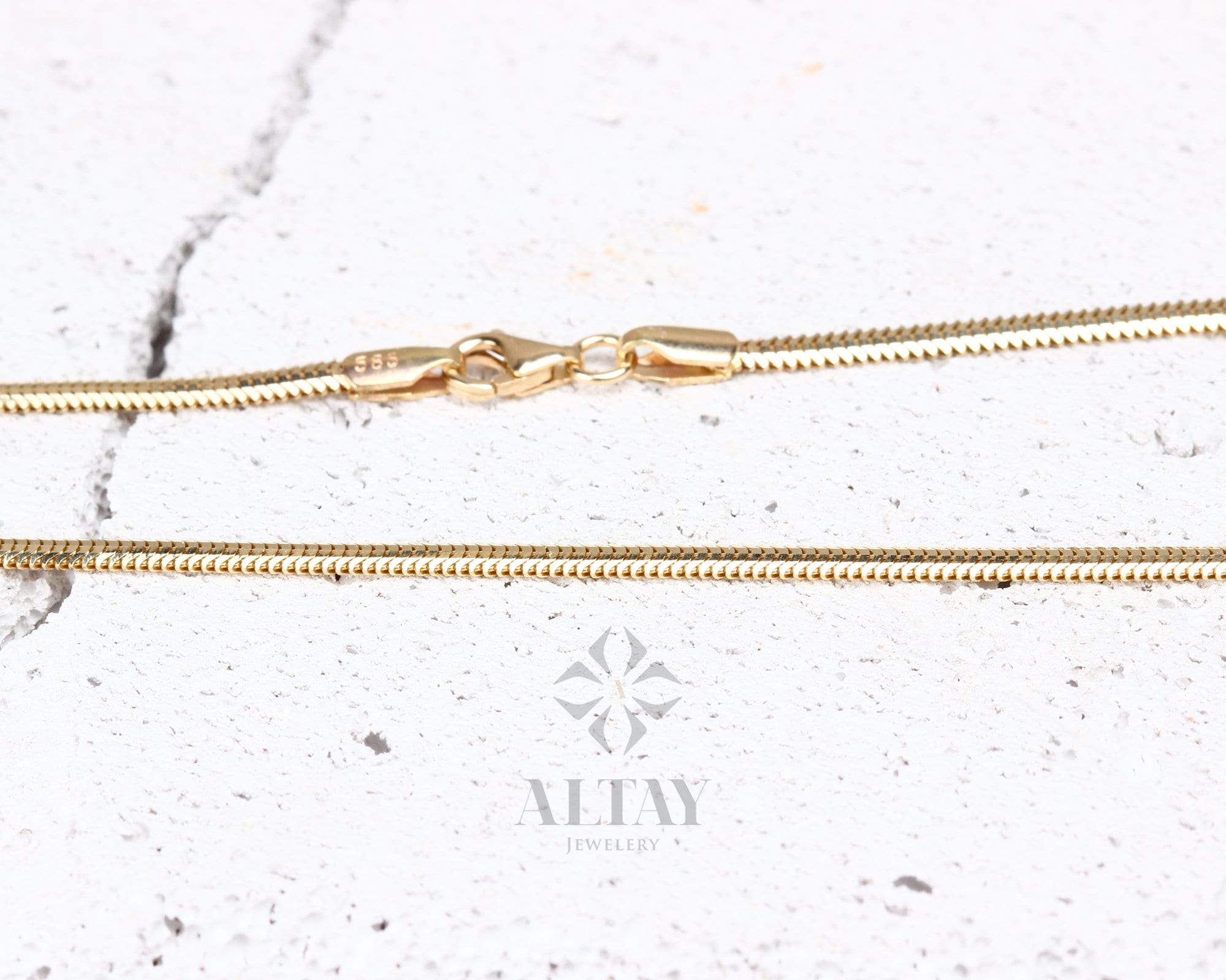 14K Gold Snake Chain Necklace, Gold Herringbone Chain, Gold Snake Chain, Flat Chain Necklace, Stacking Snake Chain Choker, Layering