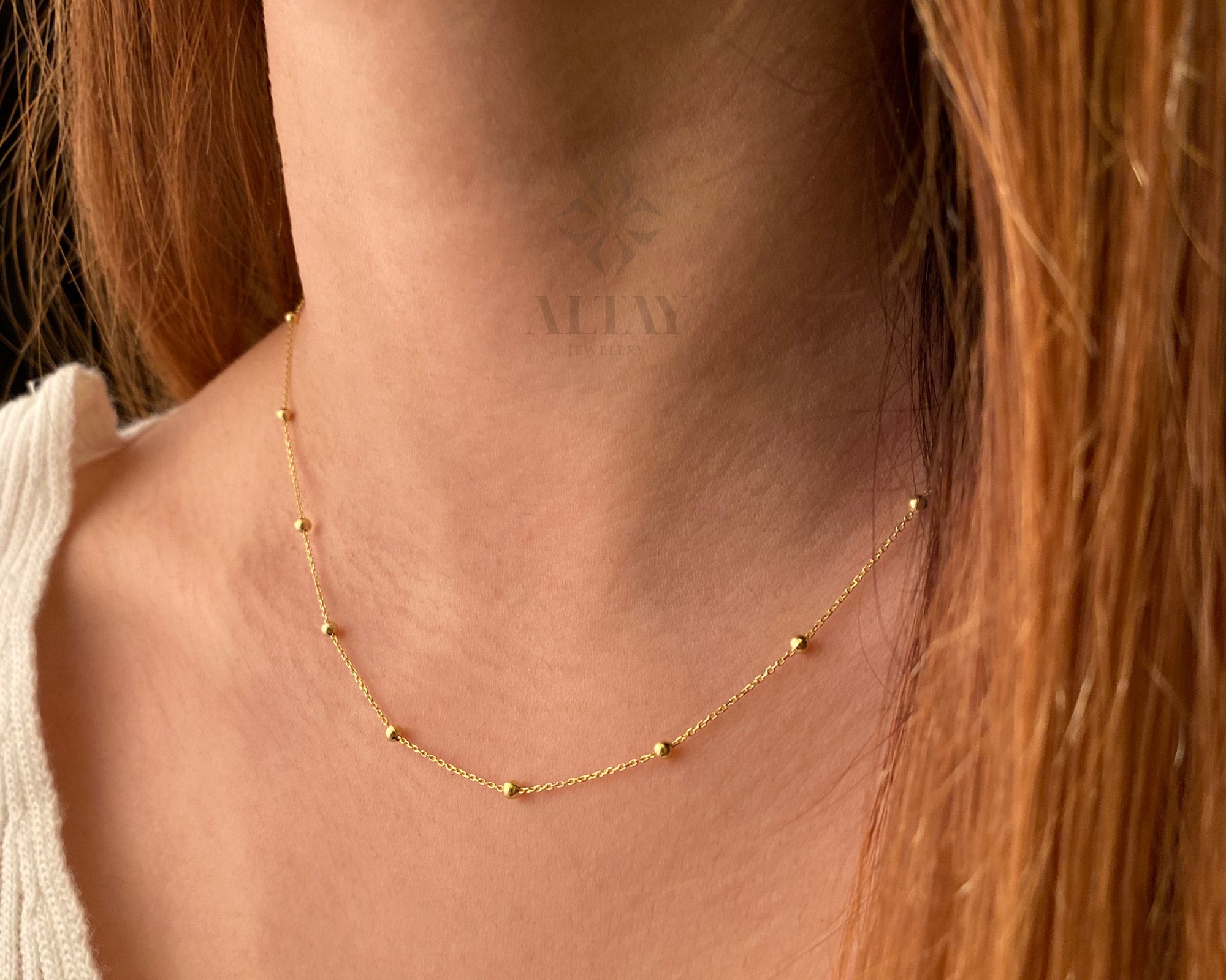 Multi balls chain necklace, modern gold design