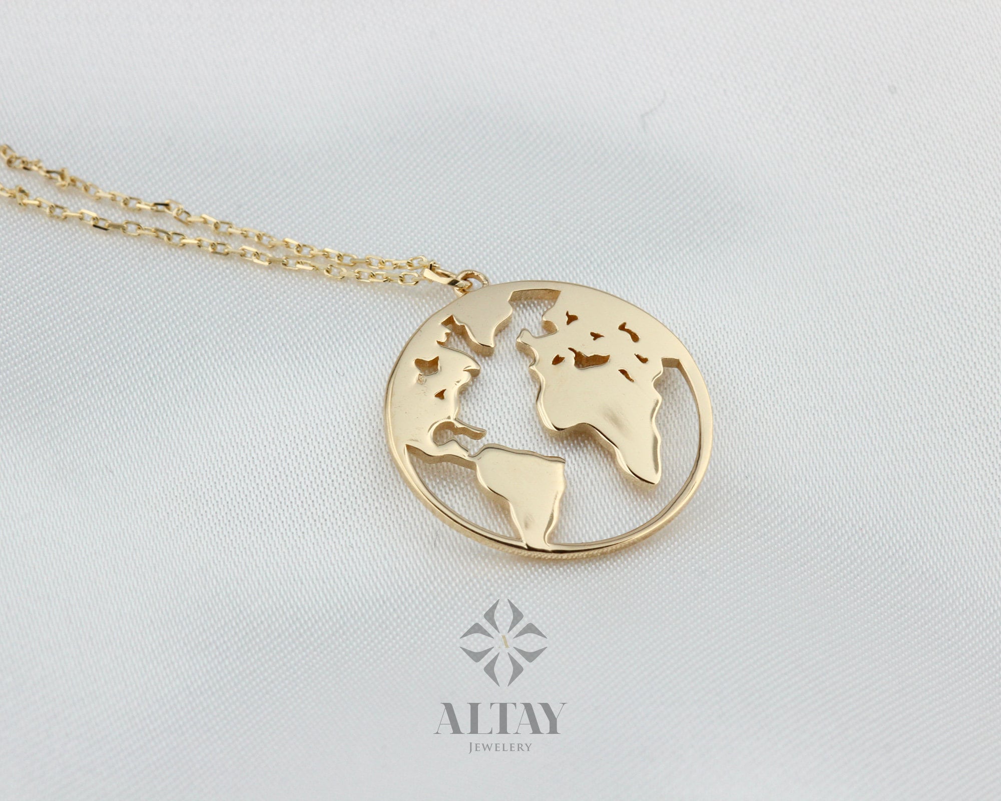 14K Gold Earth Necklace, World Map Necklace, World Necklace, Wanderlust Necklace, Dainty Necklace, Minimalist Travel Necklace, Love Jewelry