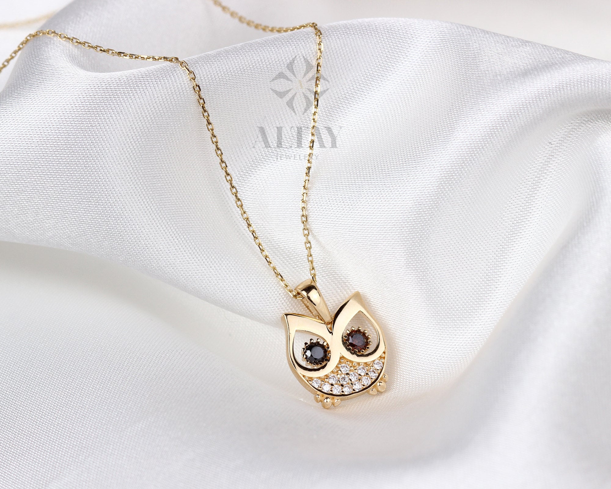 14K Gold Owl Necklace, Simple Owl Charm Necklace, Owl Necklace for Women Kids, Animal Jewelry Lovers, Dainty Charm, Cute Owl Christmas Gift