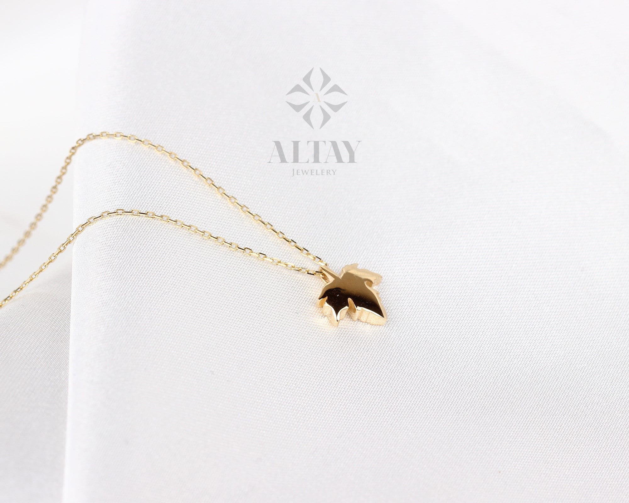 14K Gold Maple Leaf Necklace, Canada Maple Necklace, Canadian Leaf Charm, Maple Tree Pendant Necklace, Gold Fall Jewelry, Gift For Her