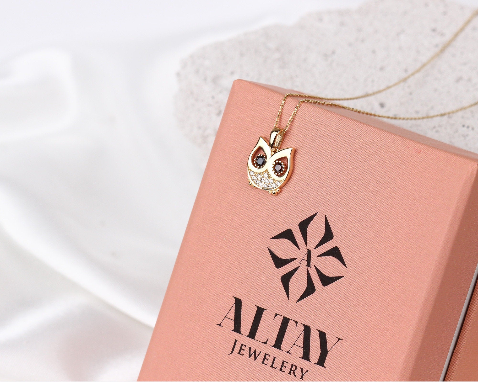 14K Gold Owl Necklace, Simple Owl Charm Necklace, Owl Necklace for Women Kids, Animal Jewelry Lovers, Dainty Charm, Cute Owl Christmas Gift